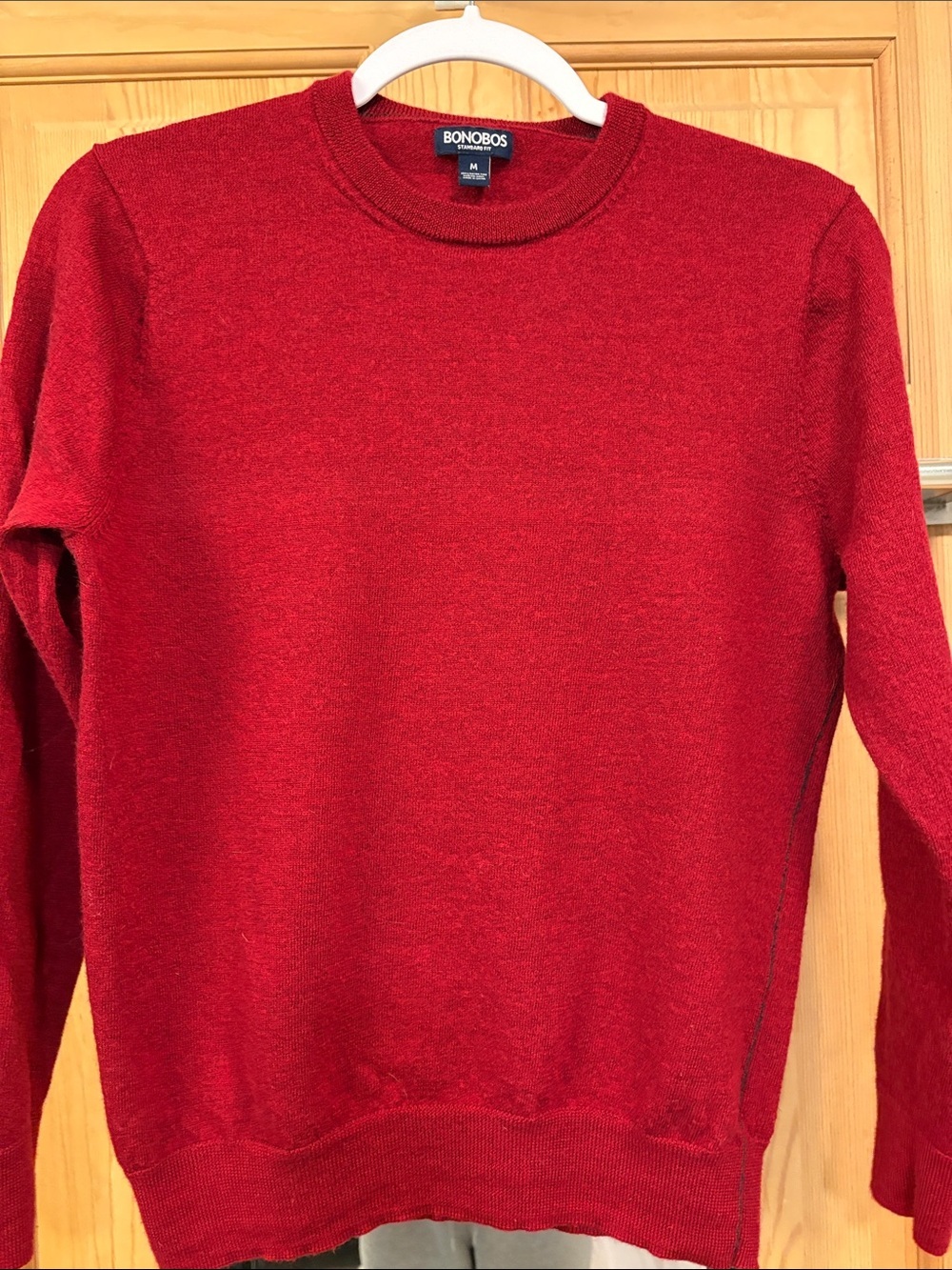 Lightweight Cranberry Crew Neck Merino Wool Sweater Sz M